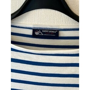 セントジェームス ボーダーシャツ SMサイズ ブルー/ホワイト 美品の画像3