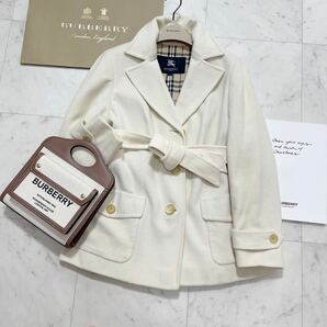 大きいサイズ バーバリー BURBERRY バーバリーロンドン アンゴラコート ハーフコート ノバチェック ベルト 旅行 行楽 44 13号の画像3