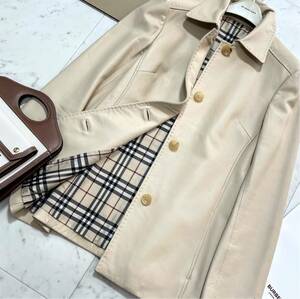 超美品 バーバリー BURBERRY バーバリーロンドン レザージャケット 革ジャン ジャケット ノバチェック 羊革 羽織り 旅行 行楽 38