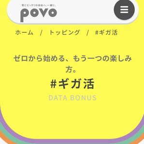 300MBx1個 povo2.0 プロモコード ギガ活 ポボ コード入力期限2024年5月15日 povo #ギガ活 の画像1