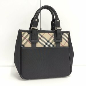 ●バーバリー BURBERRY ハンドバッグ ノバチェック ブラック レザー×ナイロンキャンバス[Jコレ]D02TA15