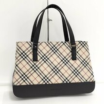 ●バーバリー BURBERRY ハンドバッグ ノバチェック ブラック レザー×ナイロンキャンバス[Jコレ]D03TA16_画像1