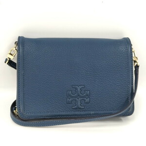 【中古】TORY BURCH ショルダー フォレット ロゴ レザー ブルー