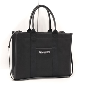 【中古】BALENCIAGA ハードウェア 2WAYトートバッグ キャンバス ブラック 671400