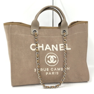 【中古】CHANEL ドーヴィルGM ２WAY ショルダーバッグ トートバッグ キャンバス ブラウン