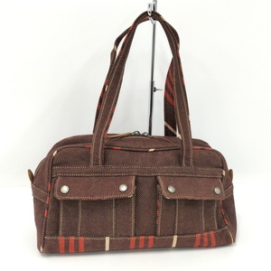 【中古】BURBERRY ハンドバッグ キャンバス ブラウン系