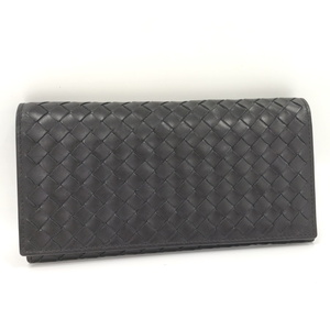 【中古】BOTTEGAVENETA 長財布 レザー ブラック系 156819