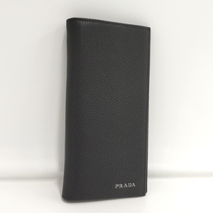 【中古】PRADA 二つ折り 長財布 レザー ブラック