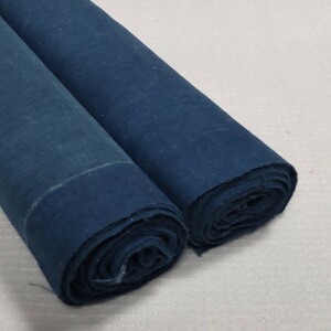【時代布】藍染め 木綿 無地 2枚 合計約490cm 生地 古布 古裂 アンティーク リメイク素材 A-800