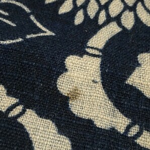 【時代布】型染め 木綿 藍染め 唐草 約161cm 生地 古布 古裂 アンティーク リメイク素材 A-827の画像8