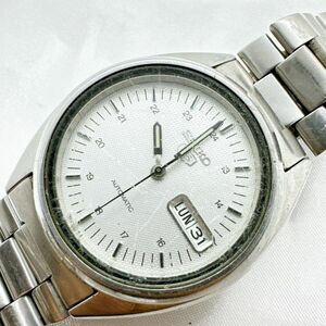A2403-10-1 １円スタート 自動巻き　稼働品　SEIKO5　AUTOMATIC　セイコー5　裏スケ　メンズ腕時計　シルバー