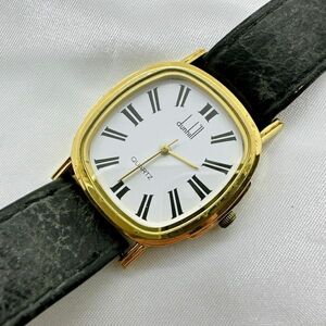 A2404-5-4 １円スタート クオーツ　稼働品　ダンヒル　Dunhill　メンズ腕時計　ゴールド　白文字盤
