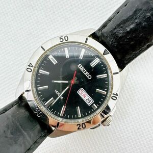 A2404-15-2 １円スタート クオーツ　稼働品　良品　SEIKO　100M　セイコー　メンズ腕時計　黒文字盤　デイデイト　海外向け