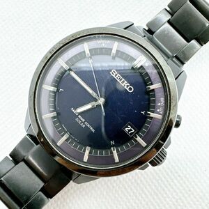 A2404-1112-12 １円スタート 電波ソーラー　稼働品　美品　SEIKO　SOLAR　セイコーソーラー　メンズ腕時計　黒文字盤　