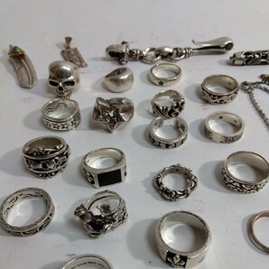 メンズ シルバーアクセサリー ブレスレット・リング等 925・SILVER刻印有 752ｇ 大量 まとめて50点以上 ドクロ・クロスの画像5