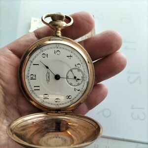 アンティーク、レトロな懐中時計、American Waltham Watch Co. 1888年製 Premier、機械式手巻き、両面蓋つき　です