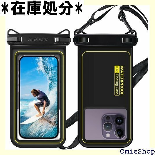 LILIYYA 防水ケース 水に浮く IP68認証 ク 風呂 プール 雨 潜水 スマホ用 防水バック ブラック 829