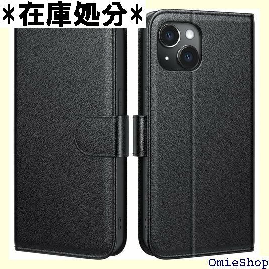 Peakally iPhone 15 用 ケース 手帳 ト スタンド機能 TPU耐衝撃保護 カード収納 ブラック 1262