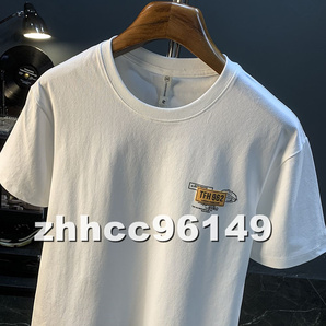 ■新品■メンズ Tシャツ 半袖 プリント トレンド 日常 Tシャツ 丸首 コットン ホワイト 快適 個性 Lサイズの画像4