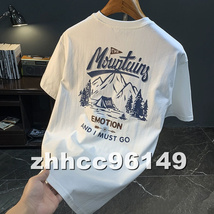 ■稀少品■メンズ Tシャツ 半袖 プリント Mountaing トレンド Tシャツ 丸首 コットン 快適 個性 ホワイト Mサイズ_画像10