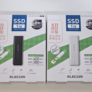 新品未開封 エレコム USBメモリ型SSD 1TB 2個セット（ブラック・ホワイト） ESD-EMC1000GBK / ESD-EMC1000GWH ELECOMの画像1