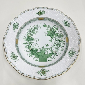 IY68188H ヘレンド HEREND インドの華 プレート 皿 約24cm 5枚 金彩 グリーン 大皿 食器 洋食器 現状品の画像2