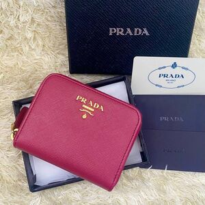 ☆極美品☆PRADA プラダ サフィアーノ ゴールド金具 小銭入れ コインケース ピンク コインパース 財布