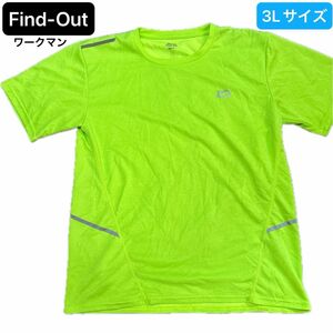 Find-Out 半袖Tシャツ メンズ 3Lサイズ イエロー 作業着 スポーツ アウトドア ワークマン