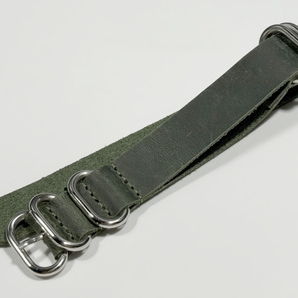 ラグ幅:18mm 本革 NATOストラップ グリーン レザーベルト 腕時計ベルト 腕時計用バンド 緑 RNB