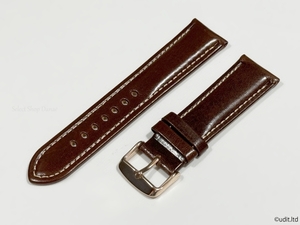 ラグ幅：22mm ブラウン コードバン 本革 レザーベルト ハンドメイド ローズ尾錠付き レザーバンド 腕時計ベルト LB101 