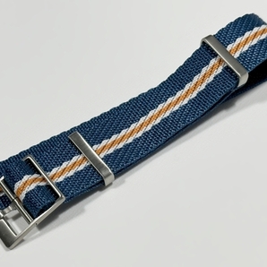 ラグ幅：20mm 高品質 スクエア ストラップ 腕時計ベルト ファブリック NATO 青×オレンジ×白 時計用バンドの画像1