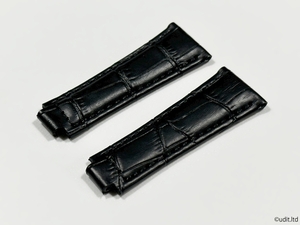  rug width :20mm leather belt black wristwatch belt band [ conform Rolex ROLEX Submarine g ride lock correspondence ]