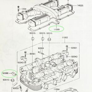 送料無料 カワサキ純正新品 Z400GP GPZ400F ヘッドカバーガスケット カムプラグ セット ヘッドカバーパッキン エンジン ZGP GPZ 502ABの画像2