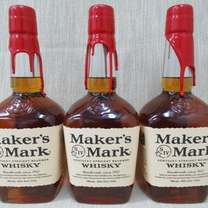 【未開栓】 メーカーズマーク レッドトップ 3本 計2100ml Maker`s Mark BOURBON WHISKY 700ml 45％の画像1