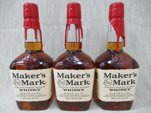 【未開栓】 メーカーズマーク レッドトップ 3本 計2100ml Maker`s Mark BOURBON WHISKY 700ml 45％