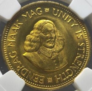 【MS65】NGC　1964　南アフリカ共和国 １/２セント 黄銅貨　硬貨　建国の父＆スズメ　N社準最高鑑定　