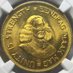 【MS65】NGC　1962　南アフリカ共和国 １セント　黄銅貨　硬貨　建国の父＆馬車　N社準最高鑑定