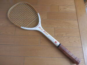 【昭和レトロ】kawasaki FIRST PLACE NO.128 カワサキ 木製 硬式ウッドラケット*O409