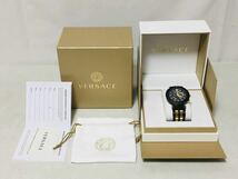 動作確認済 VERSACE V-RACE DUAL TIME VEBV00619 クォーツ スモセコ デイト ヴェルサーチ デュアルタイム ギャラ付 i0108_画像1