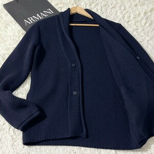 未使用級/XLサイズ●エンポリオアルマーニ ワッフル生地 ニット テーラードジャケット ブレザー カーディガン EMPORIO ARMANI 黒タグ 