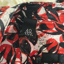 極美品/L相当●グッチ GUCCI 総柄デザイン シャツ ドレスシャツ ノーカラー 長袖 魚柄 水中 イタリア製 コットン 高級感 レッド メンズ 40_画像9