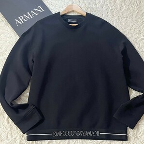 未使用級/XLサイズ●エンポリオアルマーニ トレーナー スウェットEMPORIO ARMANI クルーネック ストレッチ ボンディング素材 イーグルロゴの画像1