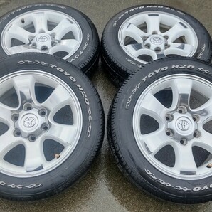 【希少】TOYOTAプラド純正ホイール ミーラポリッシュ加工＋ホワイト塗装 17in 6穴 TOYO 215/60R17C ホワイトレター ハイエース流用にの画像1