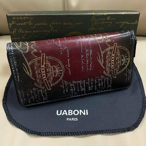 特注限定品 定価23万◆UABONI*ユアボニ*幻のパティーヌ*ラウンドファスナー長財布*EU製◆カリグラフィー ゴールデン 手染 カーフスキン絶賛