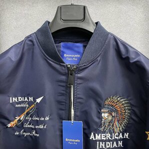 高級・フライトジャケット/MA-1 定価7万◆Emmauela・イタリア・ミラノ発◆薄手 個性 INDIANS 豪華刺繍 USAF*TYPE M/46サイズの画像4