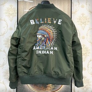  piece .EU made & regular price 8 ten thousand *UABONI*Paris* flight jacket /MA-1*yuaboni* Paris departure * fine quality thin USAF*TYPE dressing up INDIANS L/48 size 