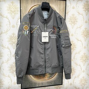 個性EU製＆定価8万◆UABONI*Paris*フライトジャケット/MA-1*ユアボニ*パリ発◆上質 薄手 USAF*TYPE オシャレ INDIANS 2XL/52サイズの画像10