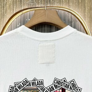 定価2万★christian milada・ミラノ発・半袖Tシャツ★綿100％ 薄手 通気吸汗 個性 ハート柄 ロゴ オシャレ カジュアル 普段着 夏 XL/50の画像4