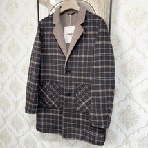 最高峰EU製＆定価7万◆UABONI*Paris*テーラードジャケット*ユアボニ*パリ発◆上級カシミヤ 暖かさ ソフト チェック柄 ビジネス 紳士 XL/50_画像8