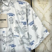 個性EU製＆定価3万◆UABONI*Paris*半袖シャツ*フランス*パリ発◆上品 薄手 総柄 キャラクター アロハシャツ おしゃれ カジュアル L/48_画像6